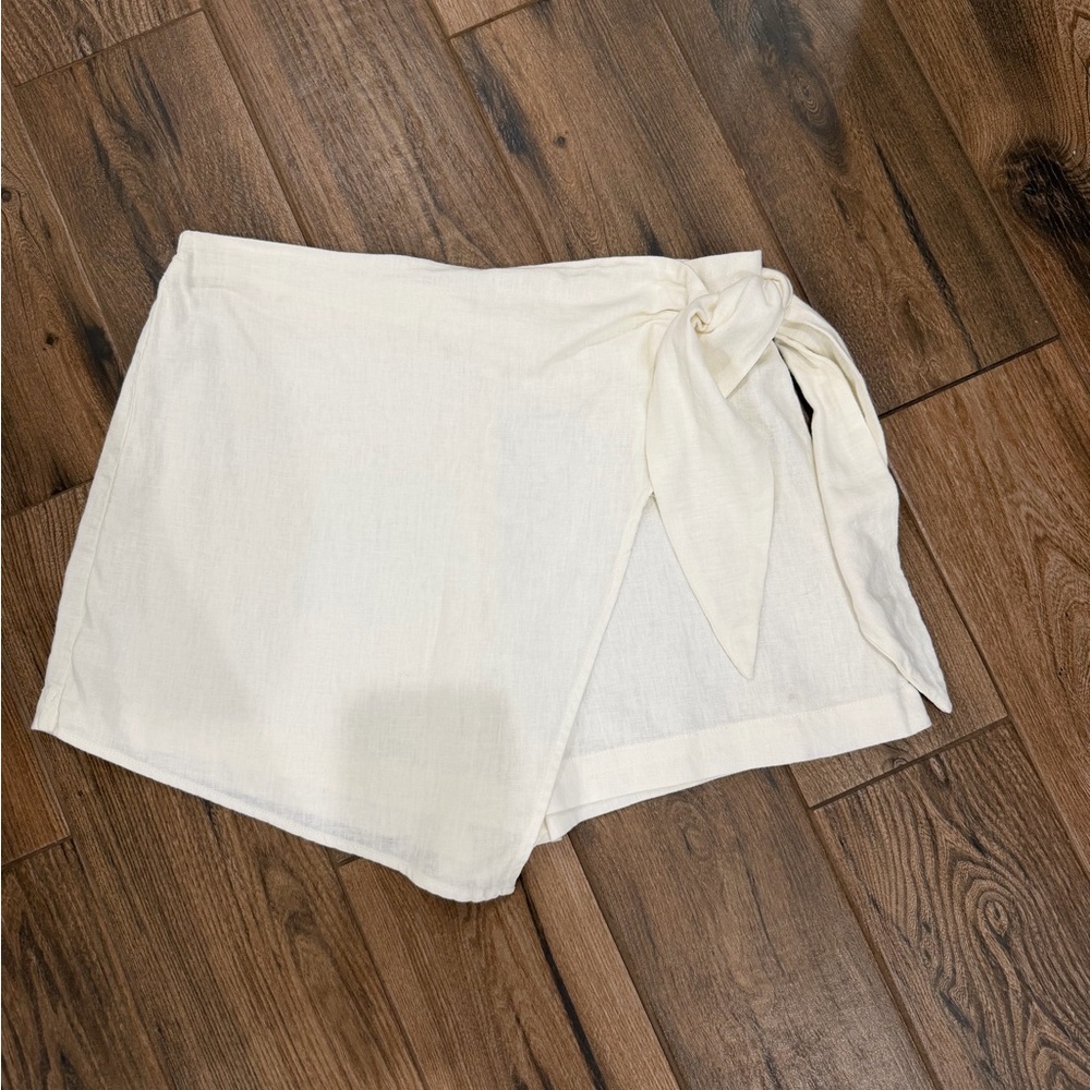 A New Day Cream Women's Tie-Front Linen Skort